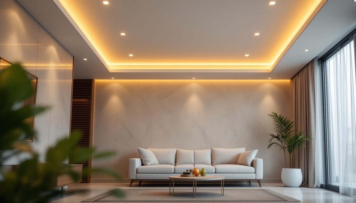 A photograph of a beautifully designed room showcasing rectangular recessed lighting fixtures