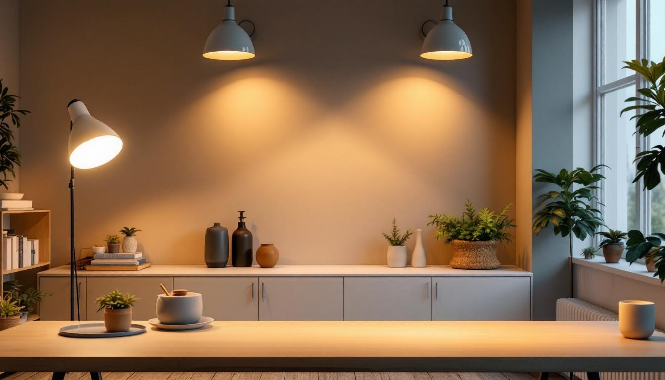 A photograph of a beautifully lit interior space showcasing various lighting fixtures from light in the box