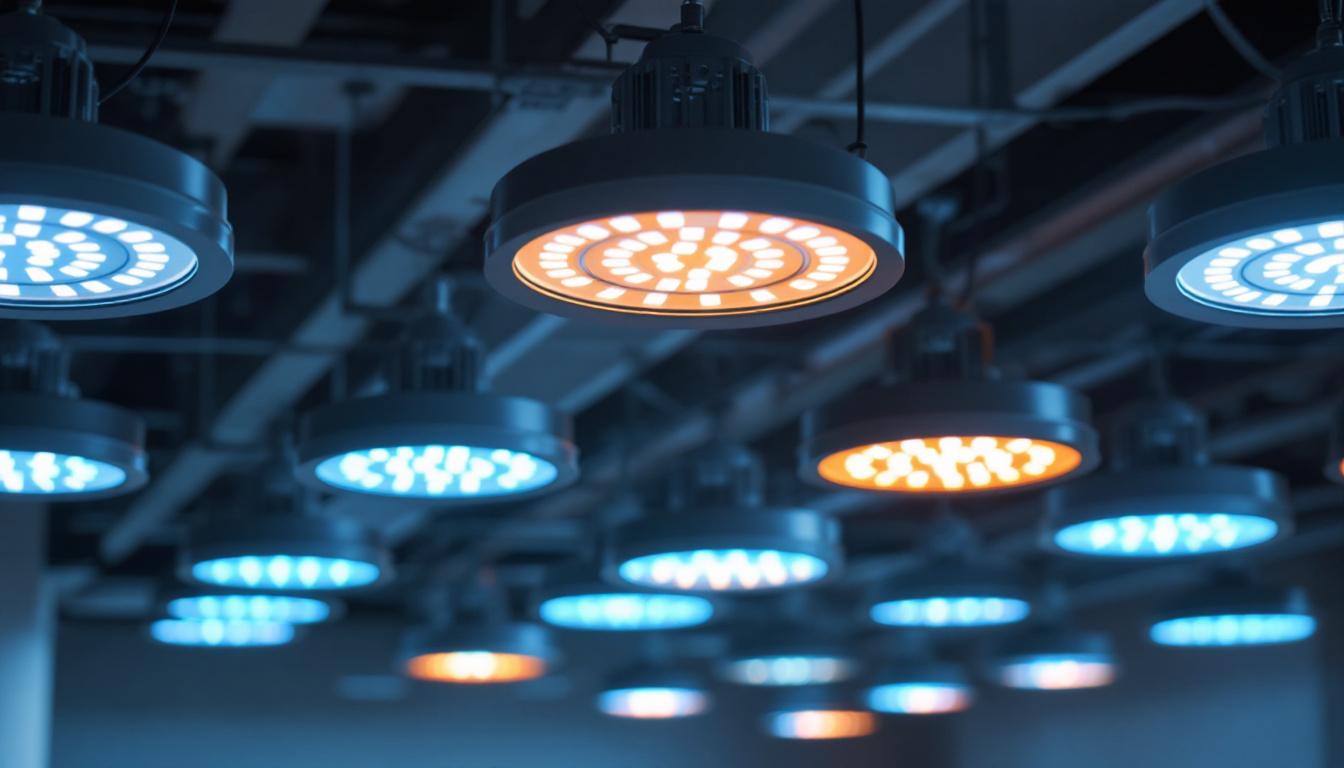 A photograph of a modern lighting installation showcasing led fixtures with removed ballasts