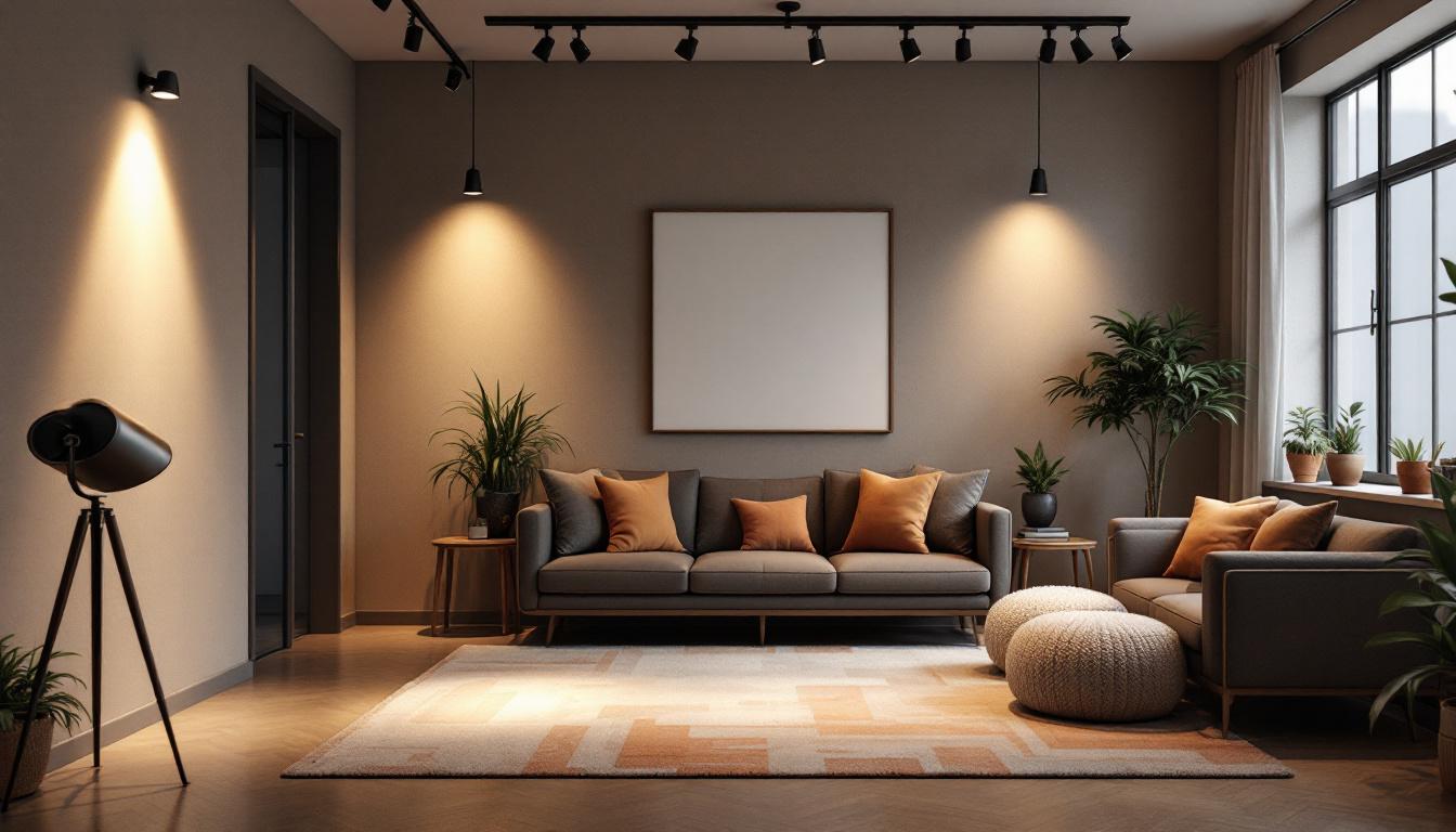 A photograph of a well-lit interior space showcasing various styles and configurations of track lighting