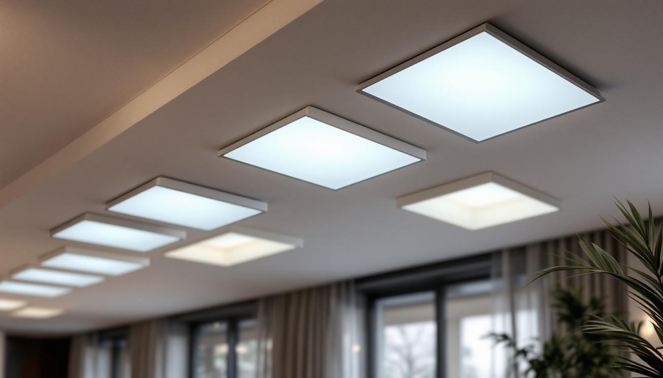 A photograph of a beautifully designed recessed lighting installation featuring square covers in a modern interior setting