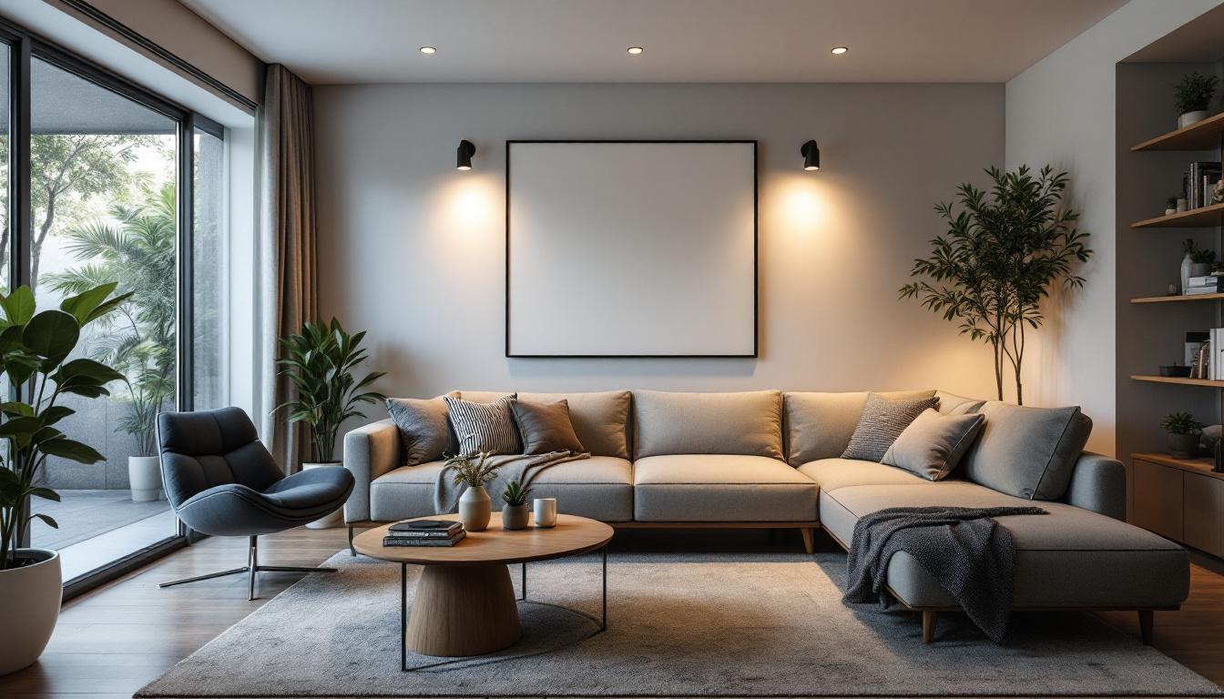 A photograph of a stylishly arranged living space featuring z-wave switches and dimmers in action