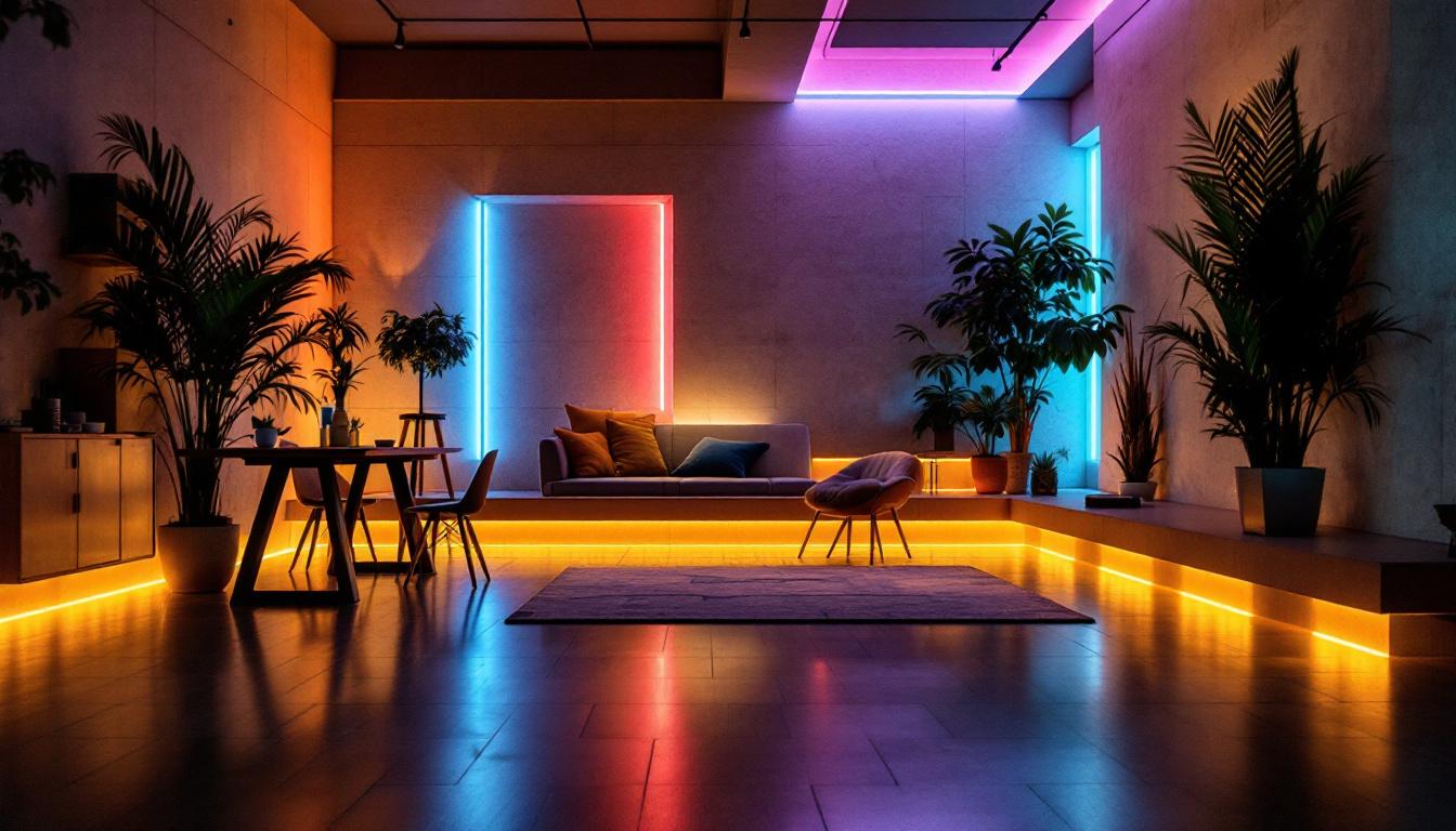 A photograph of a beautifully lit space featuring vibrant and well-placed led strip lights