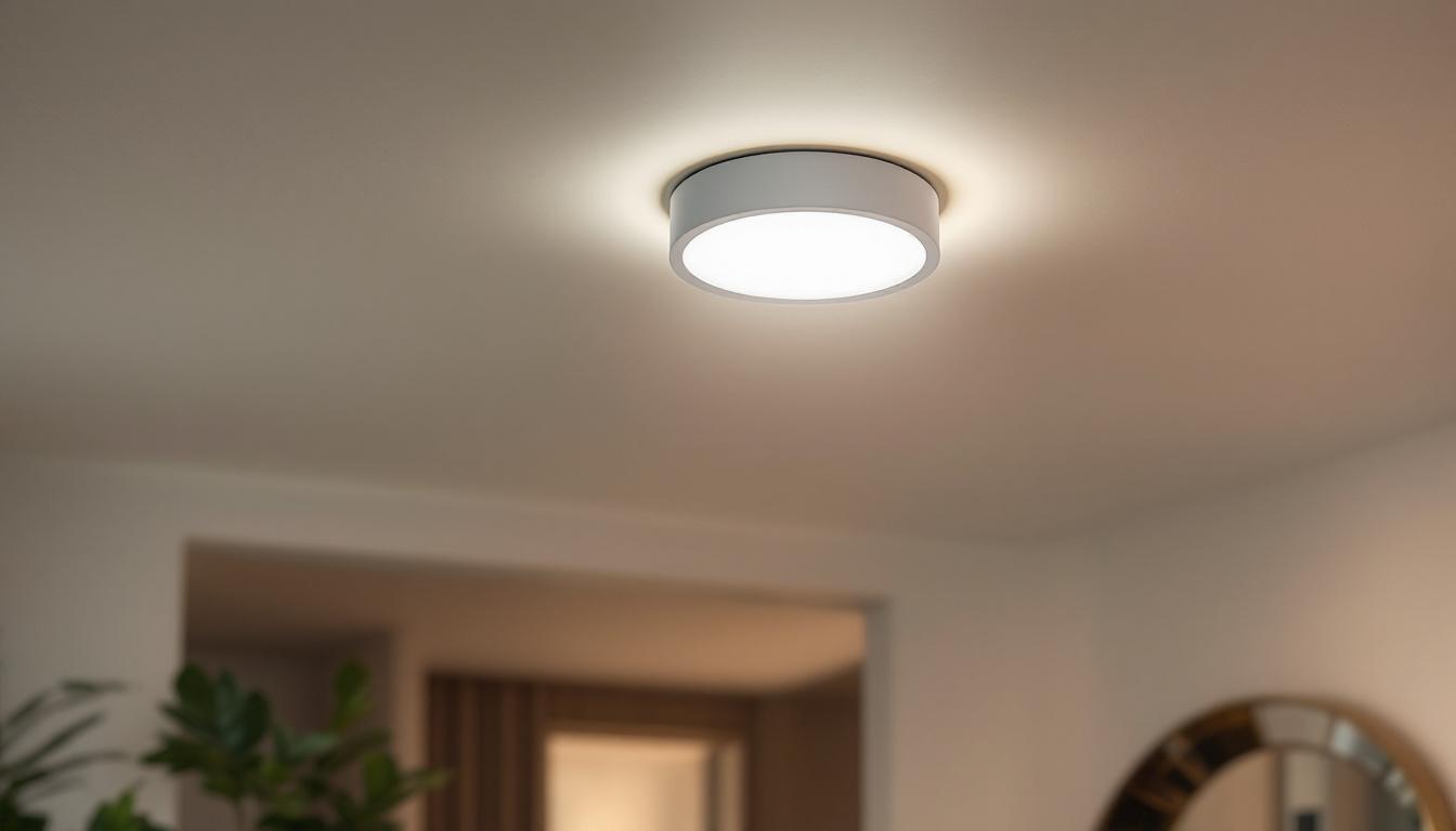 A photograph of a stylish recessed light trim kit installed in a modern ceiling