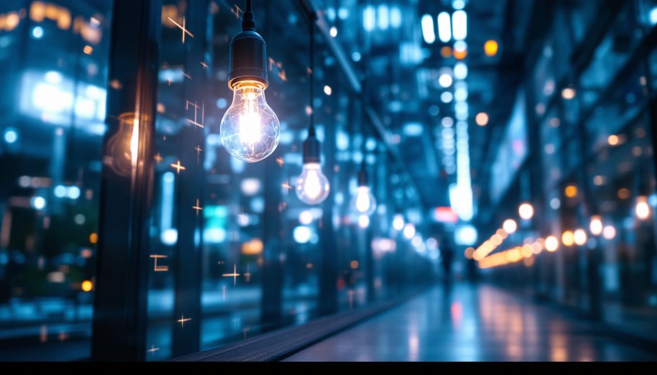 A photograph of a modern lighting installation that showcases innovative electrical engineering designs