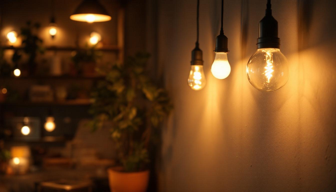 A photograph of a well-lit interior space featuring various types of can lights with different bulb options