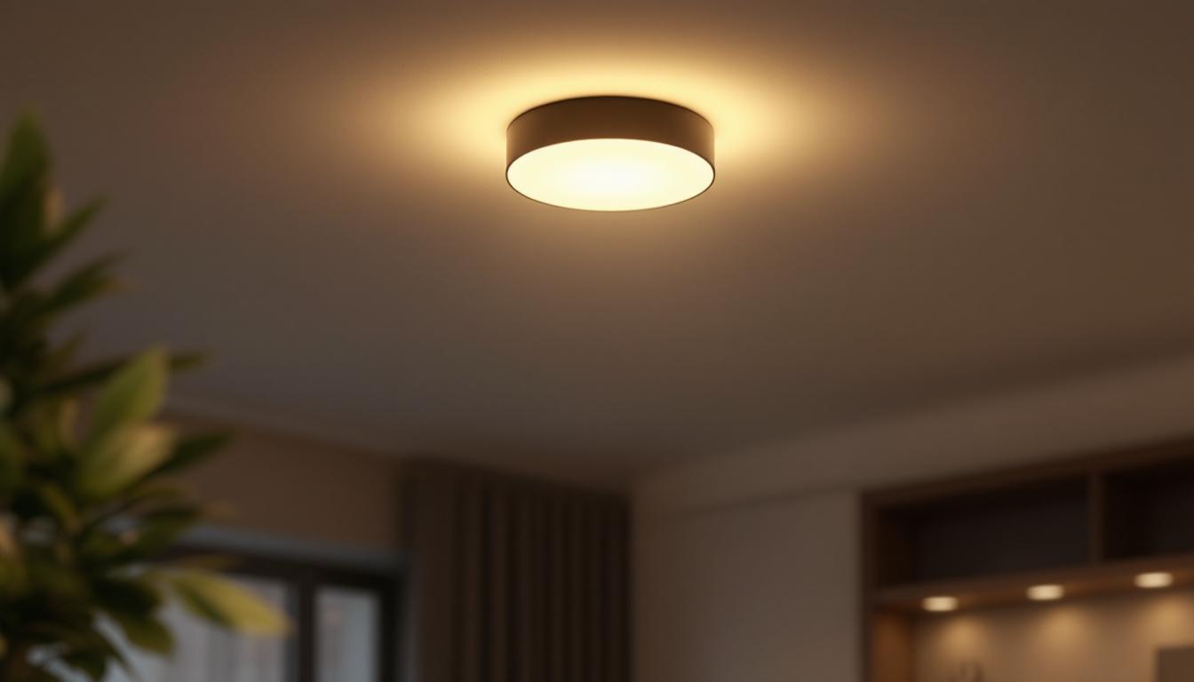 A photograph of a stylishly designed 4-inch ceiling light fixture installed in a modern living space