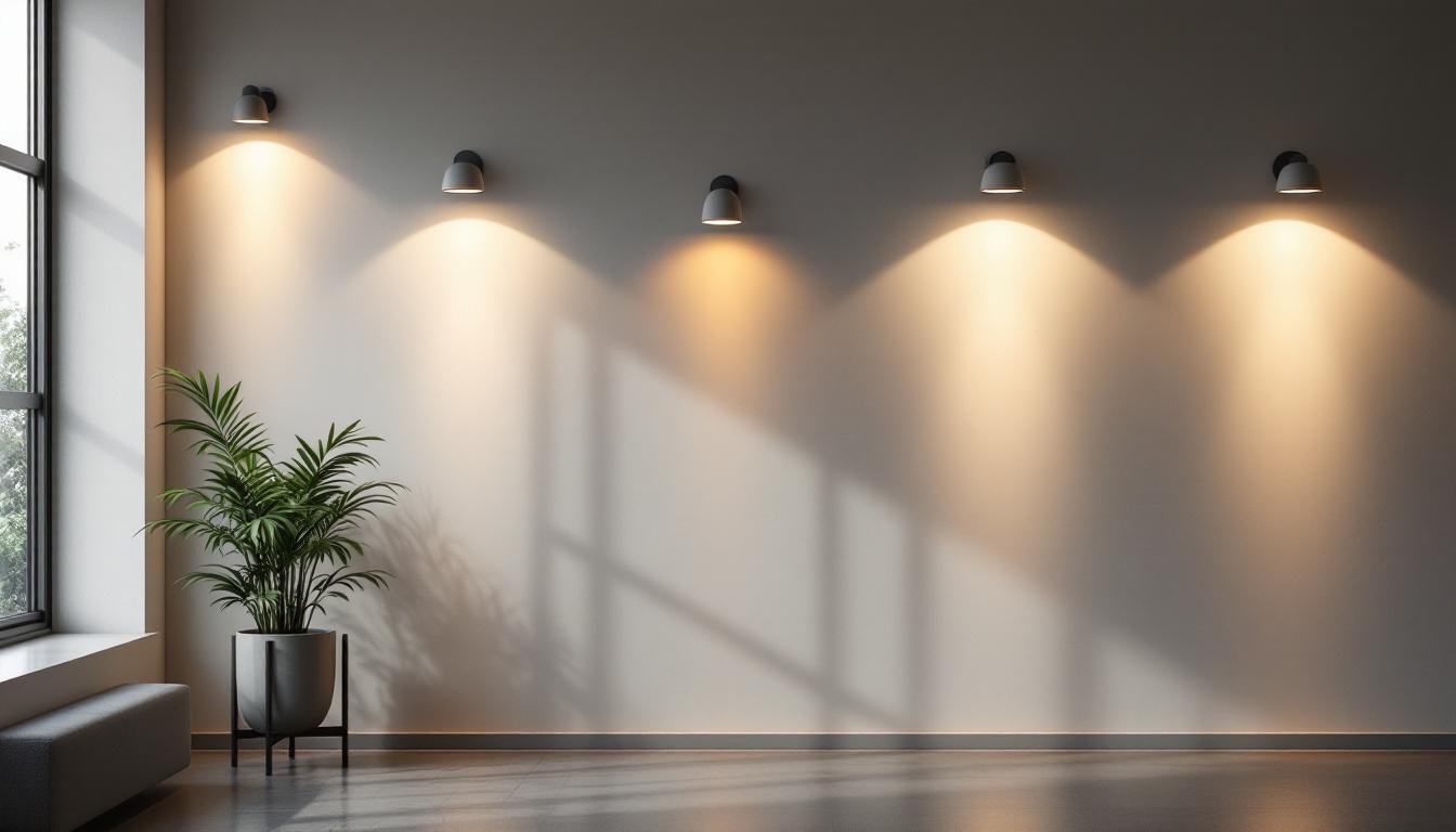 A photograph of a modern interior space showcasing various styles of wall lighting integrated into an advanced lighting system