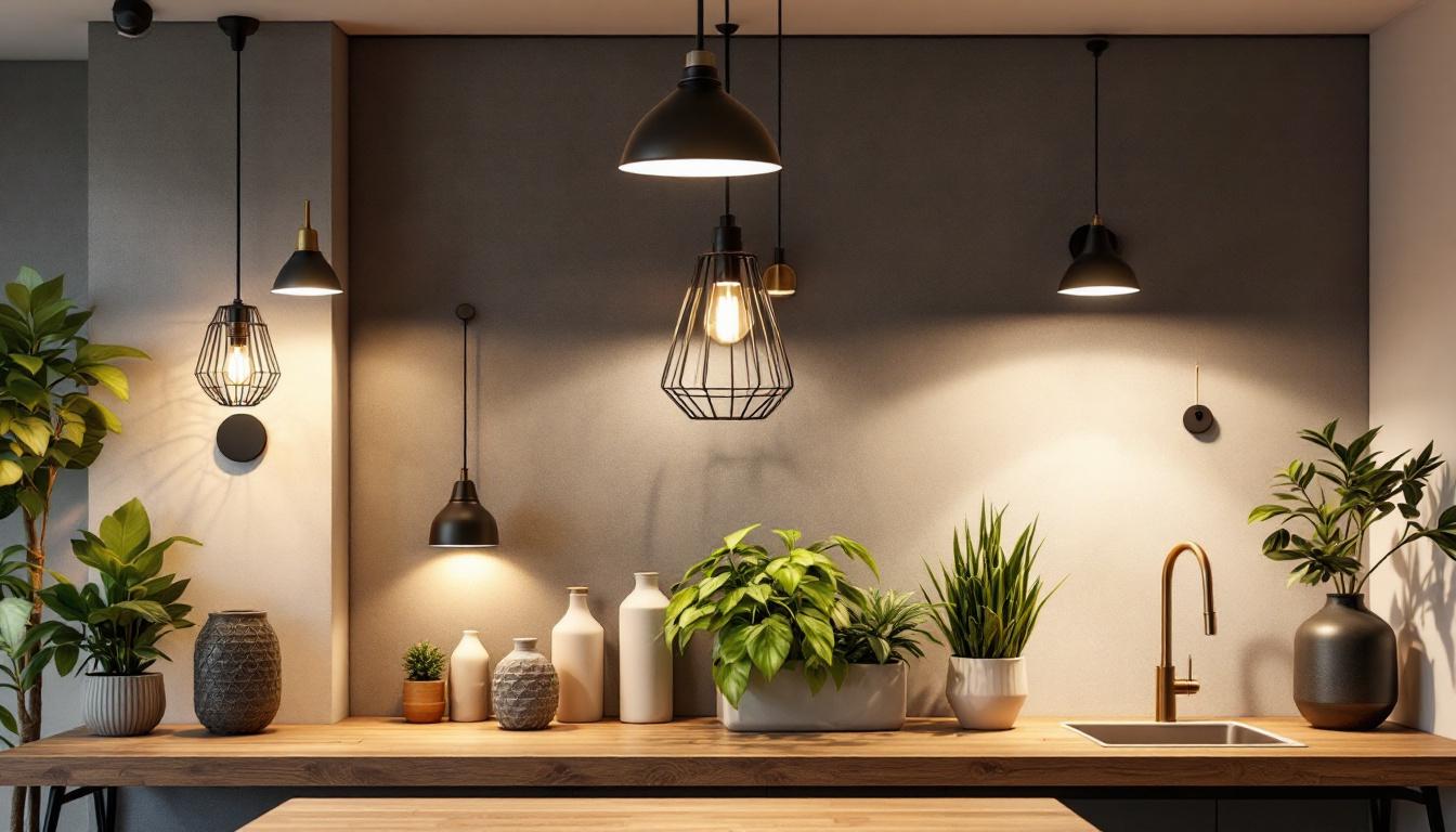 A photograph of a beautifully designed interior space showcasing a variety of stylish lighting fixtures