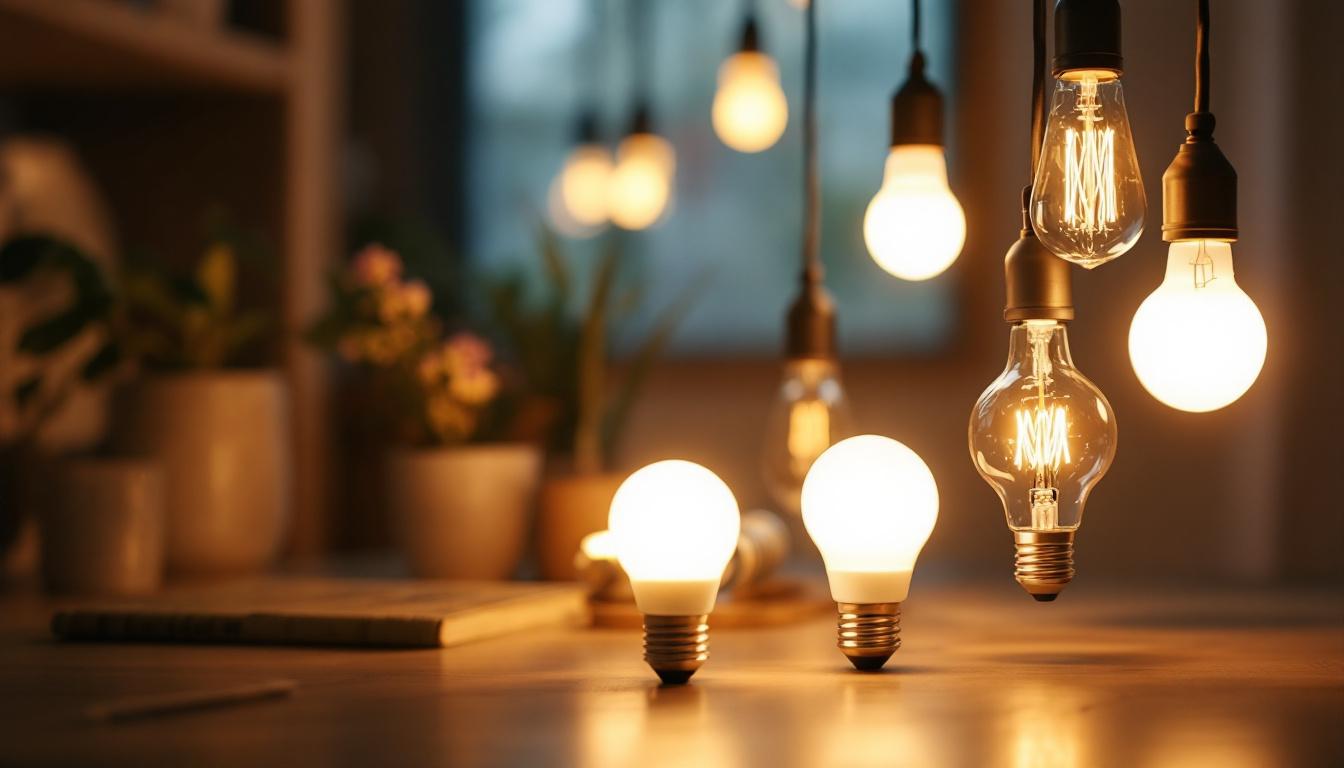 A photograph of a well-lit room showcasing various stylish led light globes in use