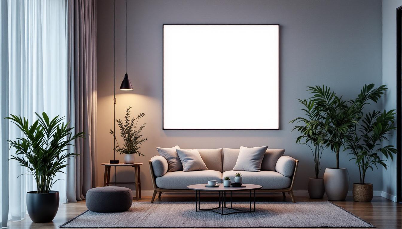 A photograph of a modern interior space showcasing a stylish light led panel