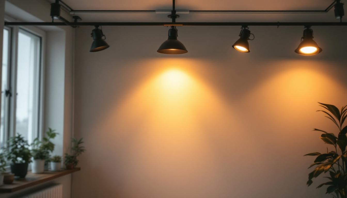 A photograph of a well-lit room featuring various pot lights in different stages of installation