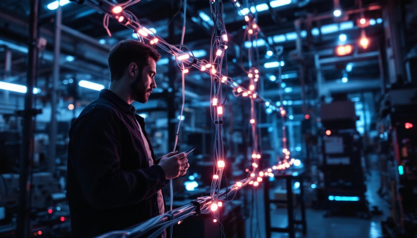 A photograph of a sleek and modern led body light installation in an industrial setting