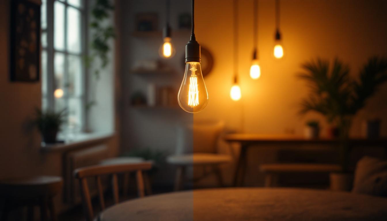 A photograph of a beautifully lit interior space showcasing a type a incandescent bulb in use