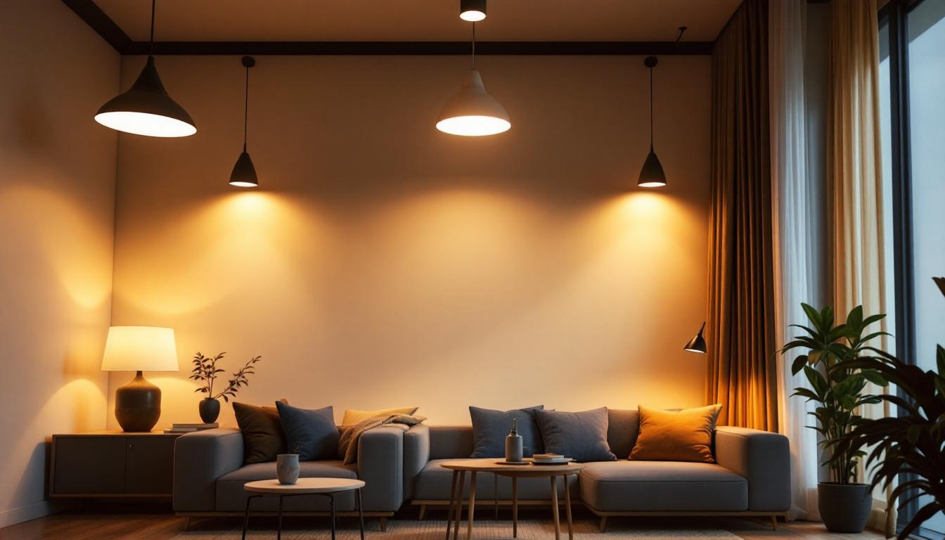 A photograph of a well-lit interior space showcasing various styles of recessed light covers in use