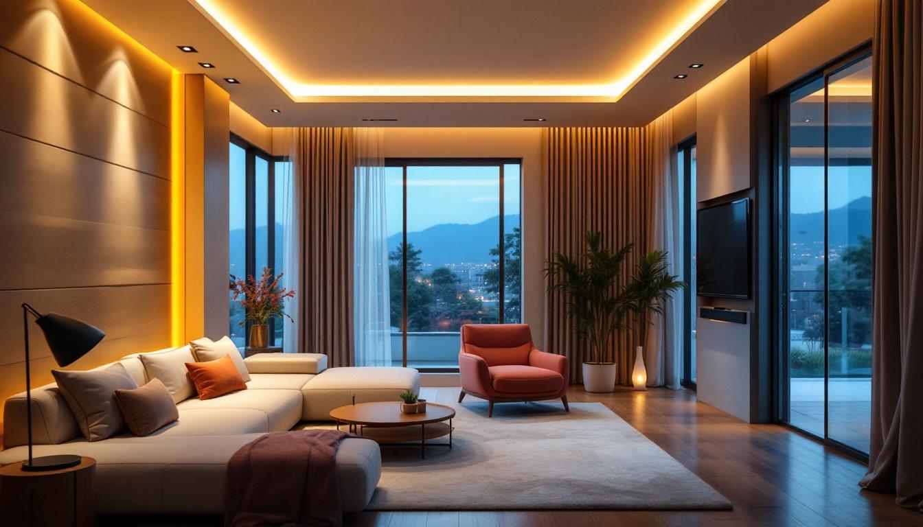 A photograph of a beautifully designed room featuring recessed shallow lighting