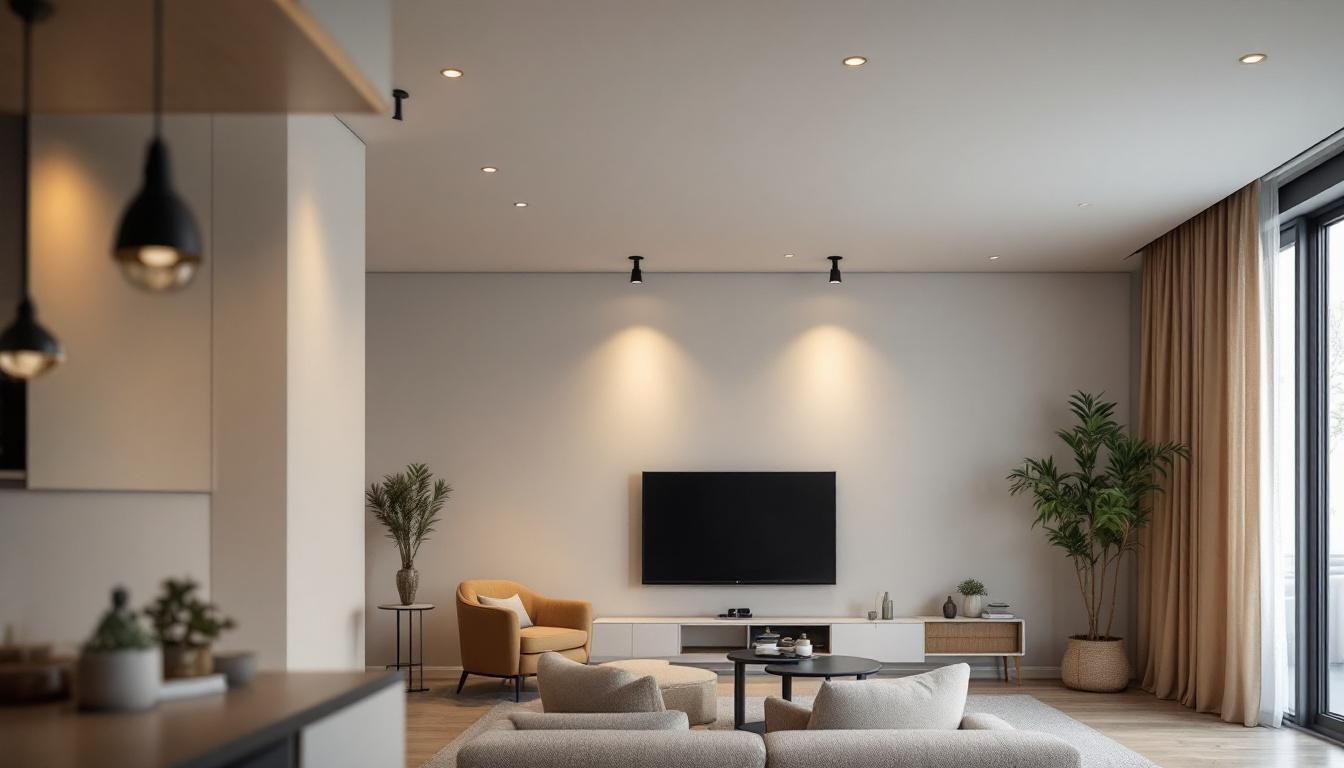 A photograph of a beautifully designed interior space featuring elite lighting recessed can lights