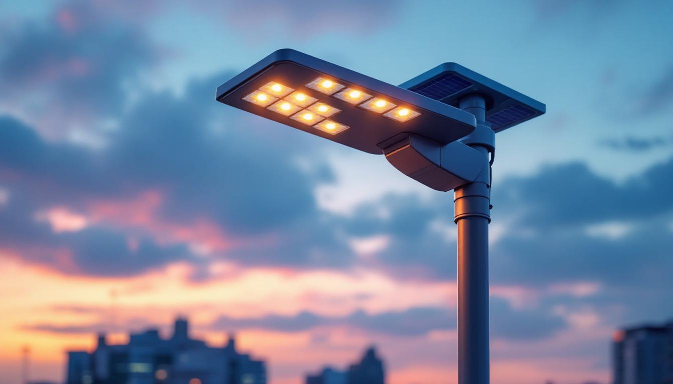 A photograph of a modern street light equipped with innovative technology