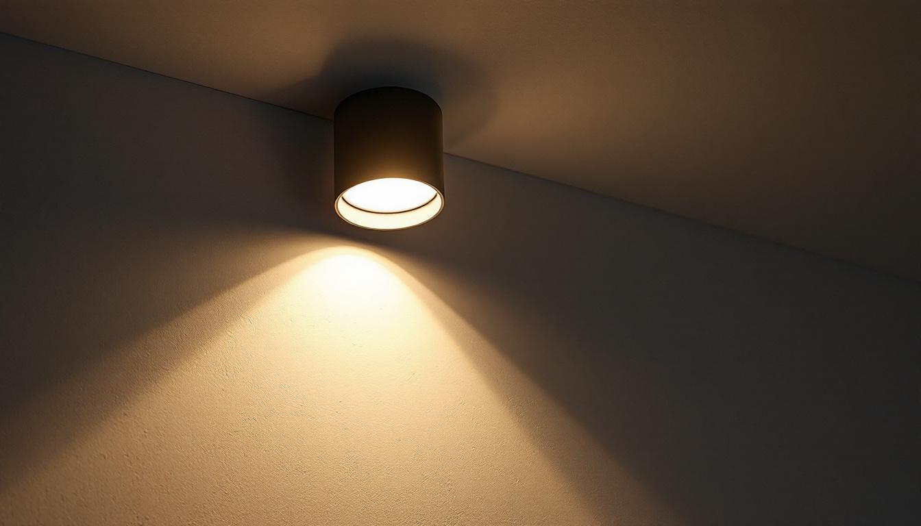 A photograph of a sleek black can light trim installed in a stylish interior setting