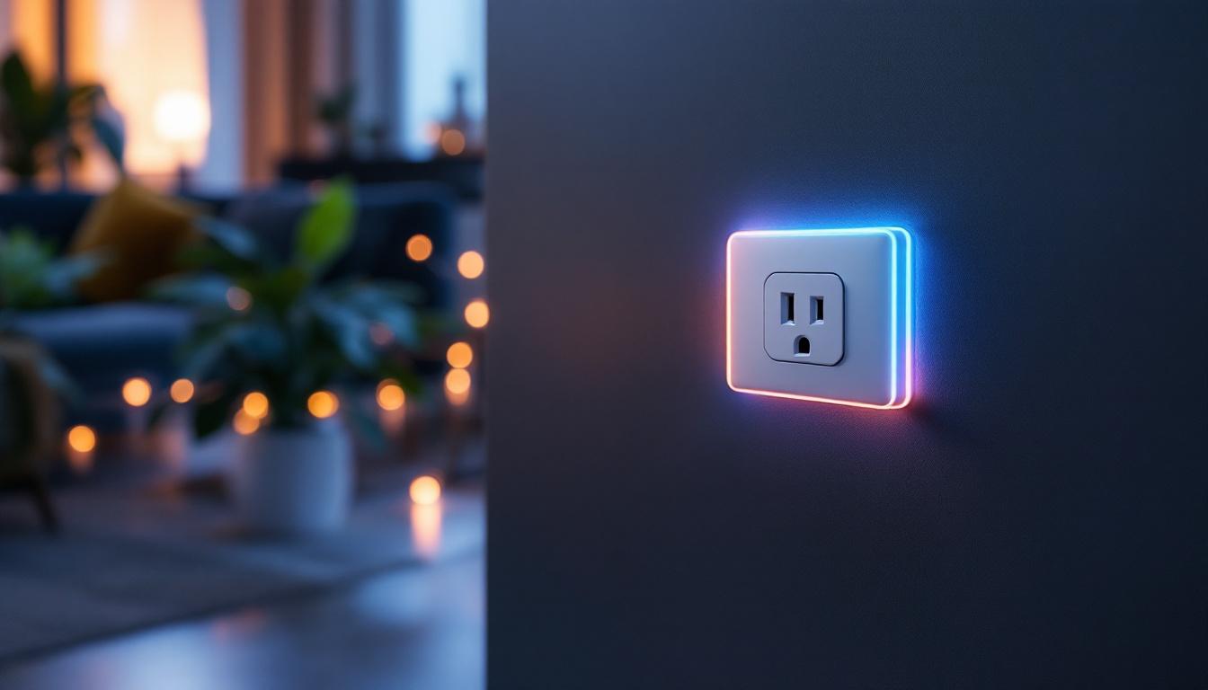 A photograph of a modern socket outlet integrated into a stylish interior setting