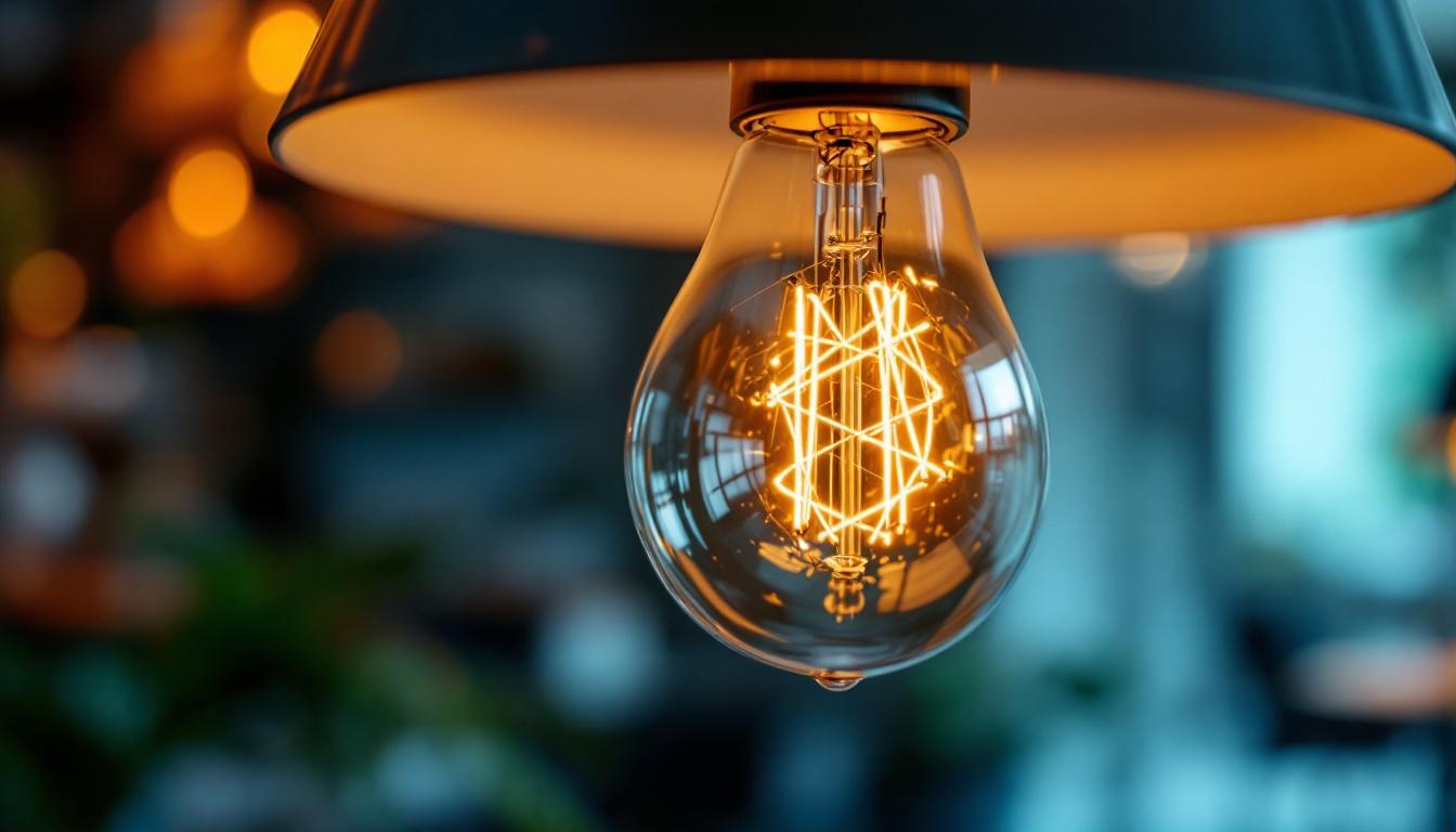 A photograph of a close-up of a 120v 60hz light bulb being installed in a stylish lamp