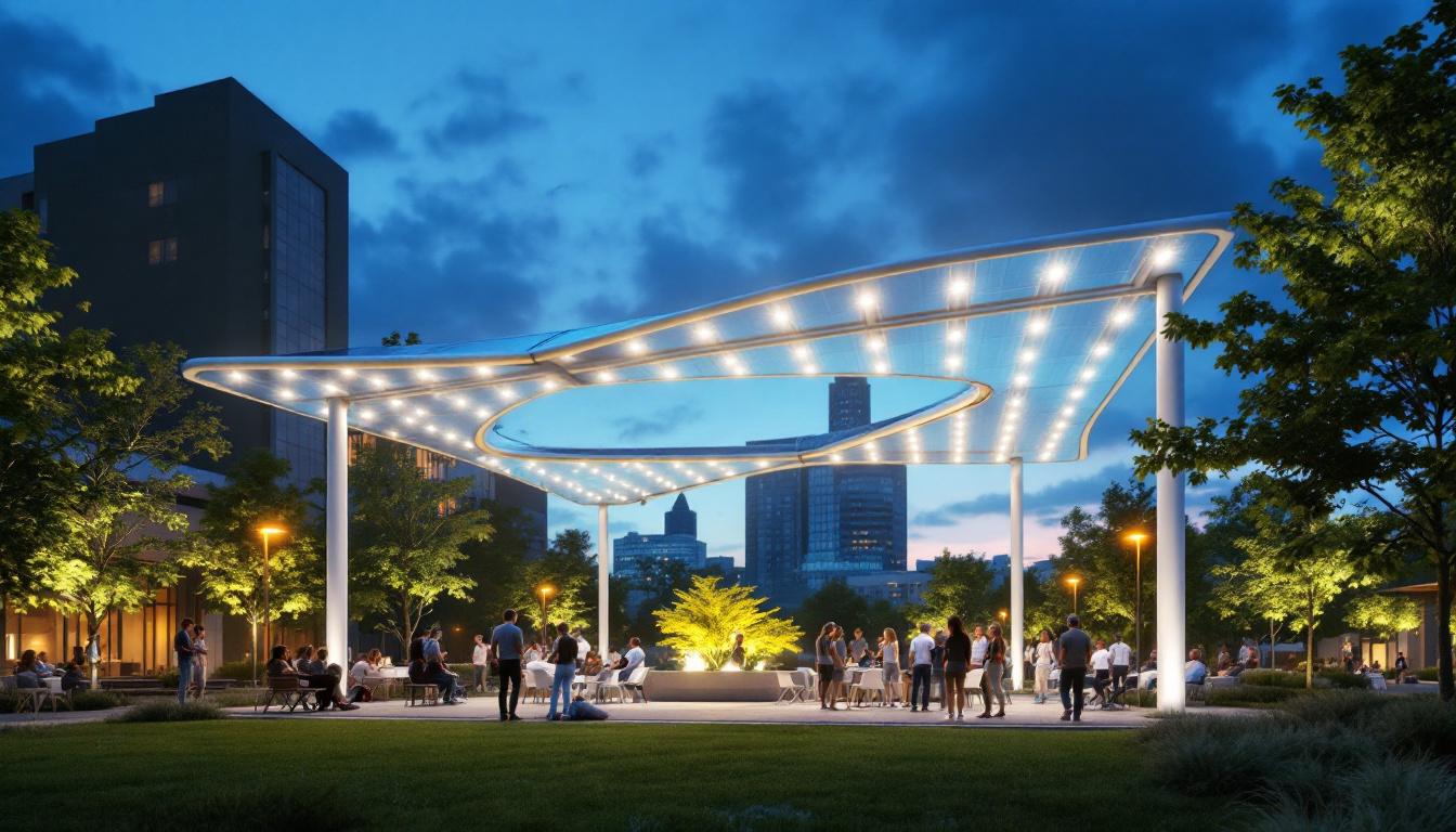 A photograph of a solar light canopy in an outdoor setting