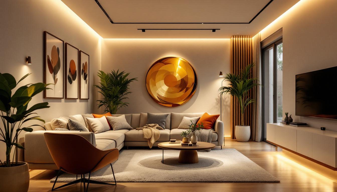 A photograph of a beautifully designed interior space featuring elite can lights in action