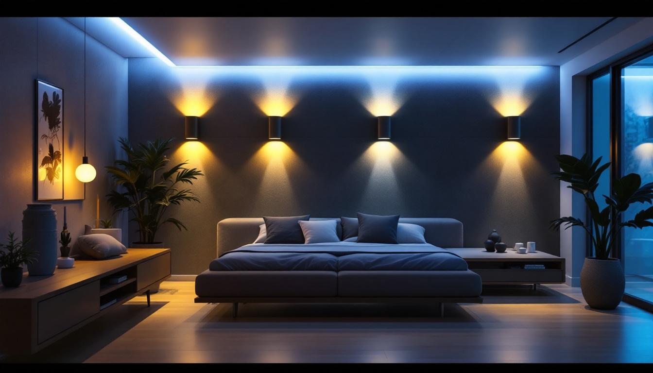 A photograph of a modern interior space showcasing stylishly installed led wall lights