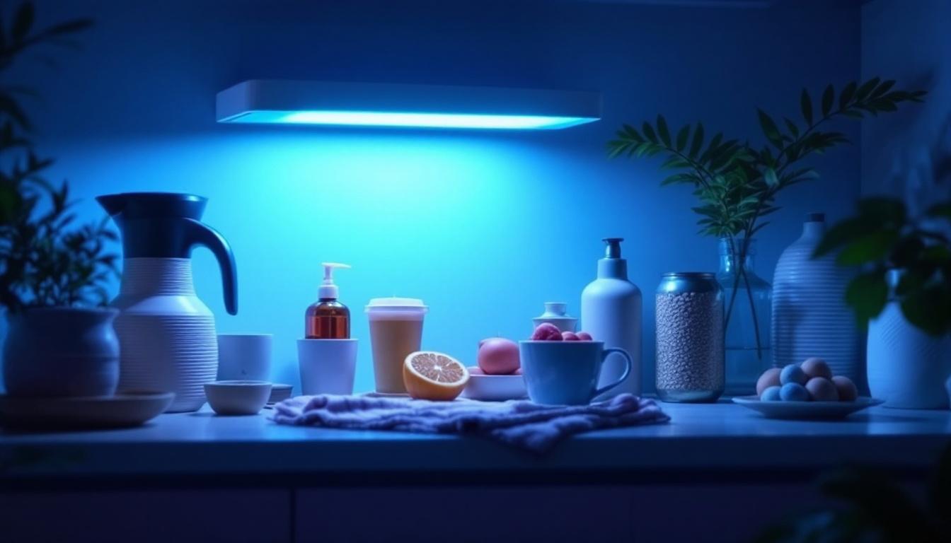 A photograph of a uv sterilizer lamp in action
