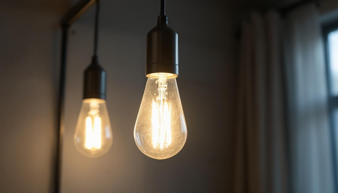 A photograph of a modern led light fixture in a well-lit room