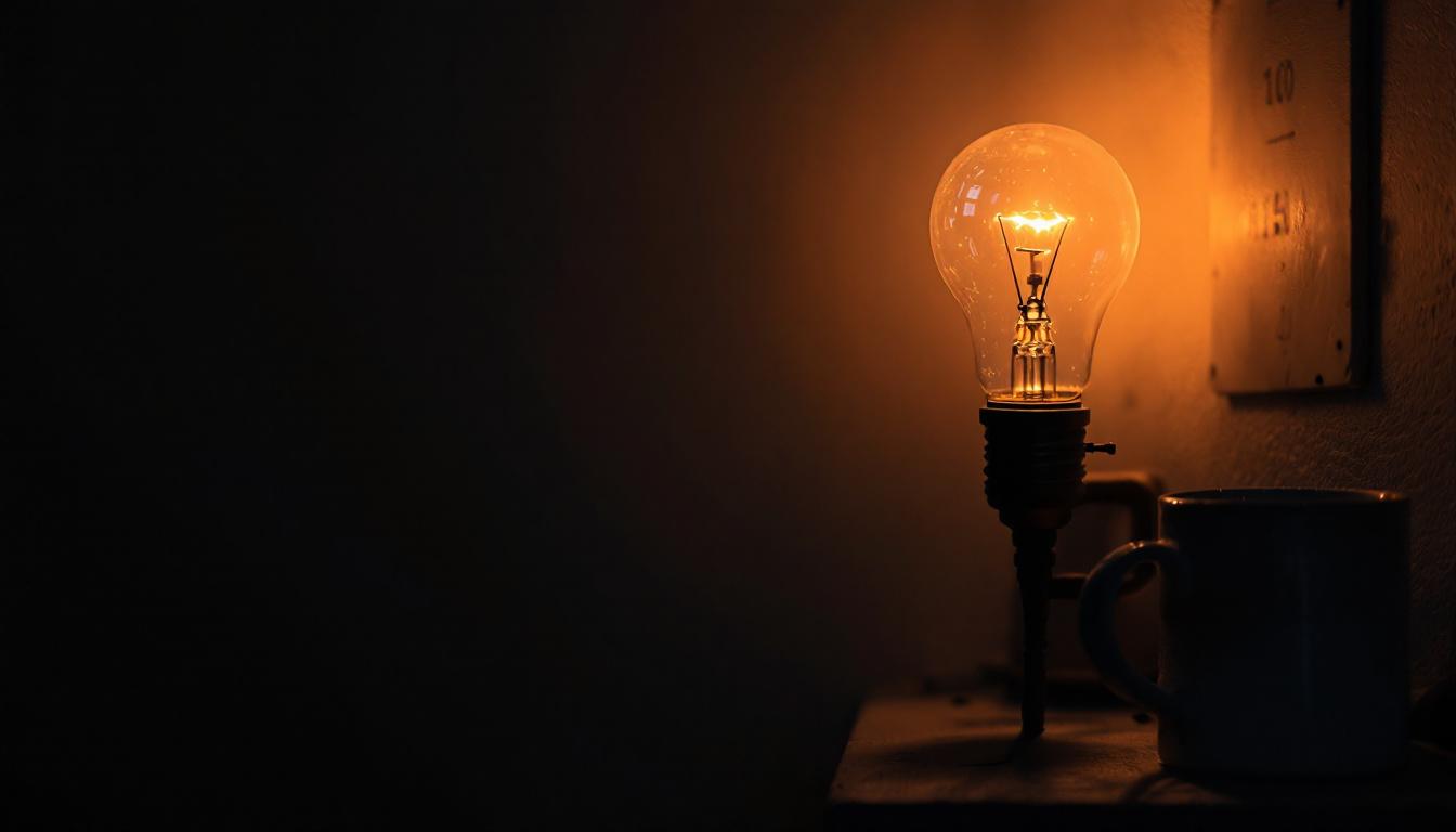 A photograph of a dimly lit scene showcasing a small light source emitting 10 lumens