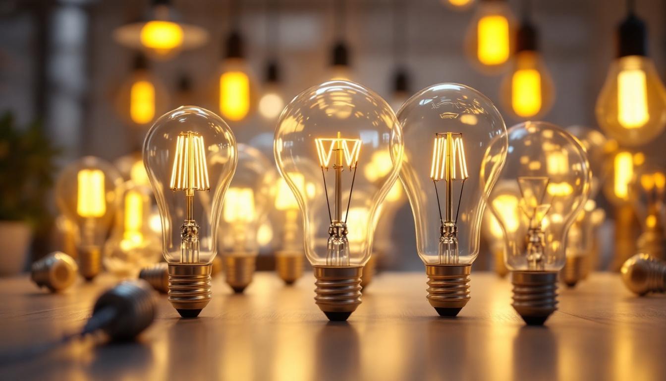 A photograph of a variety of large led light bulbs in a well-lit
