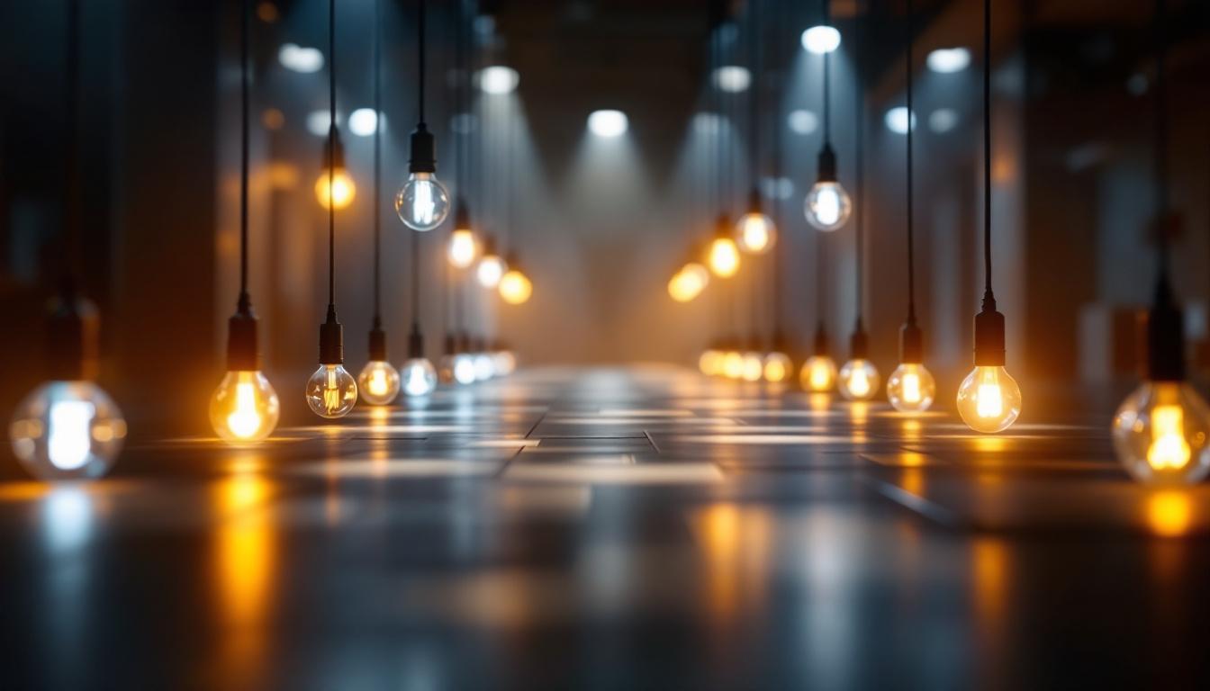 A photograph of a modern lighting installation that showcases innovative designs and technology in electrical engineering