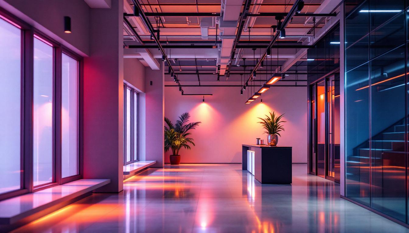 A photograph of a well-designed interior space featuring trac lighting