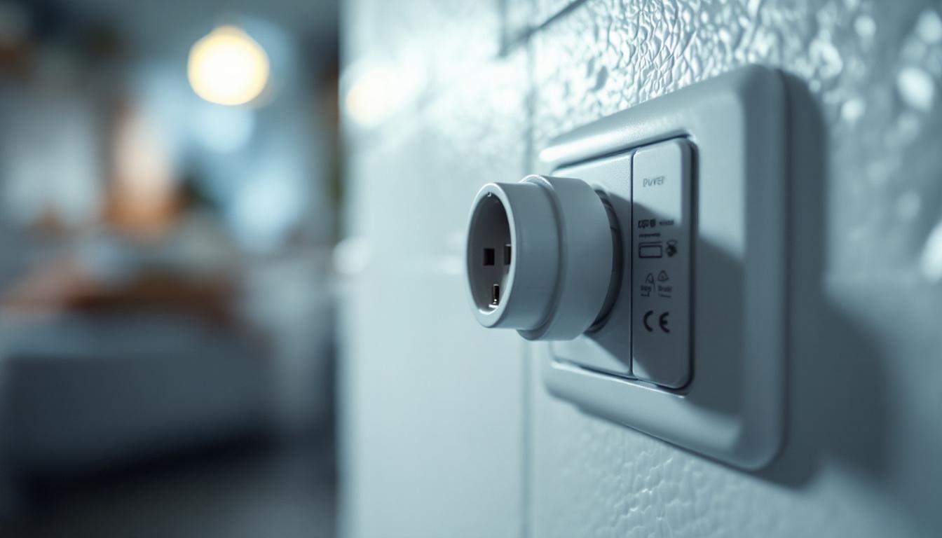 A photograph of a close-up of a dryer plug and outlet