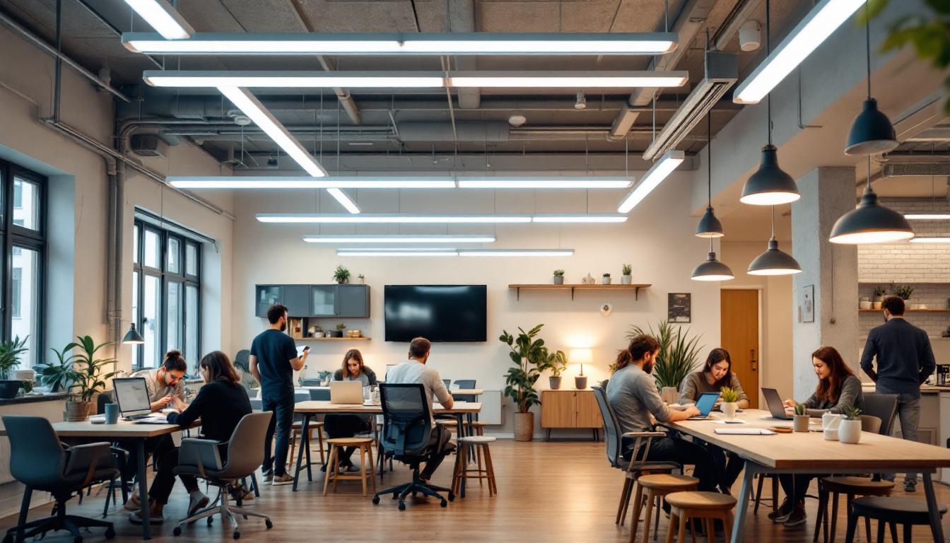 A photograph of a well-lit indoor space showcasing t8 fluorescent lamps in use