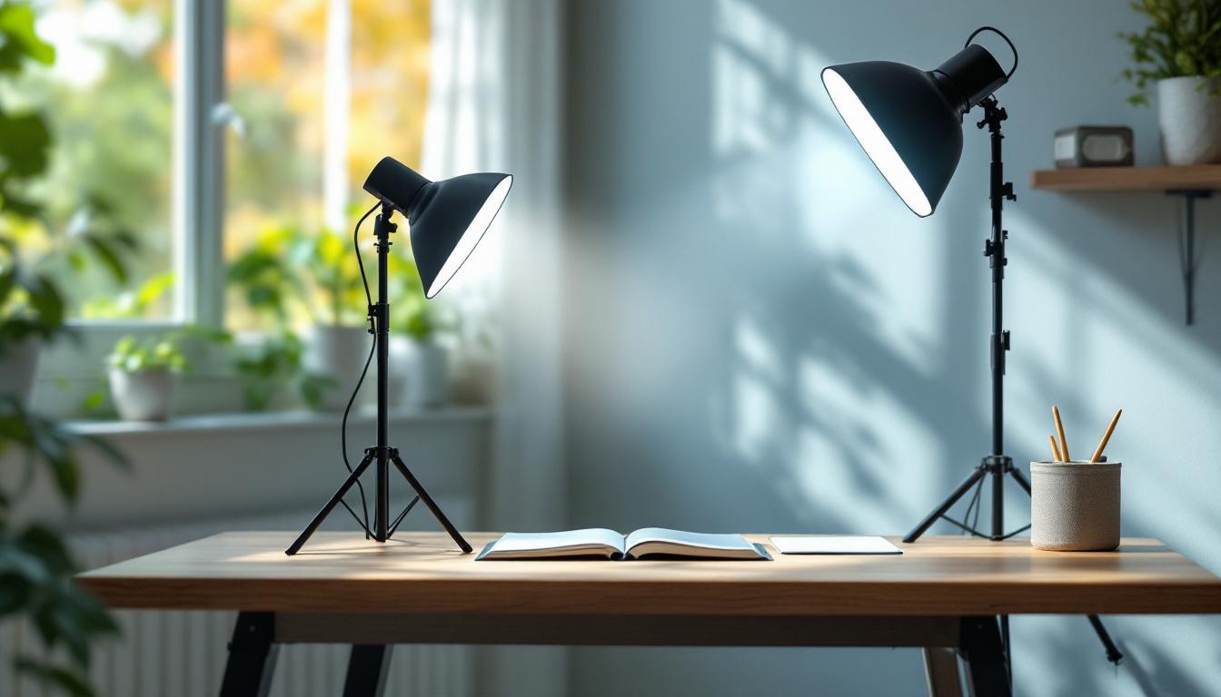 A photograph of a well-maintained light application setup in a serene environment