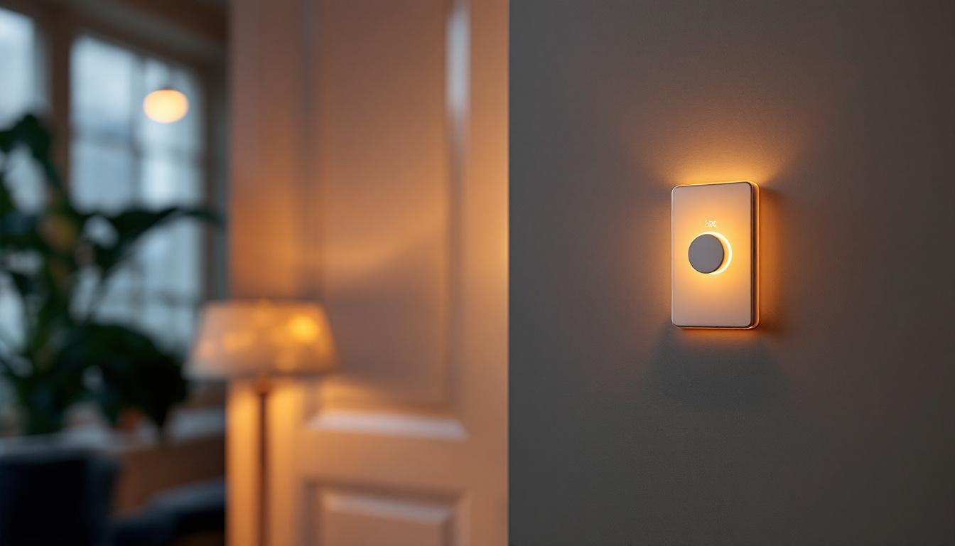 A photograph of a modern light switch with a built-in timer