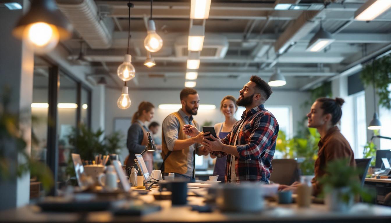 A photograph of a dynamic lighting project in action