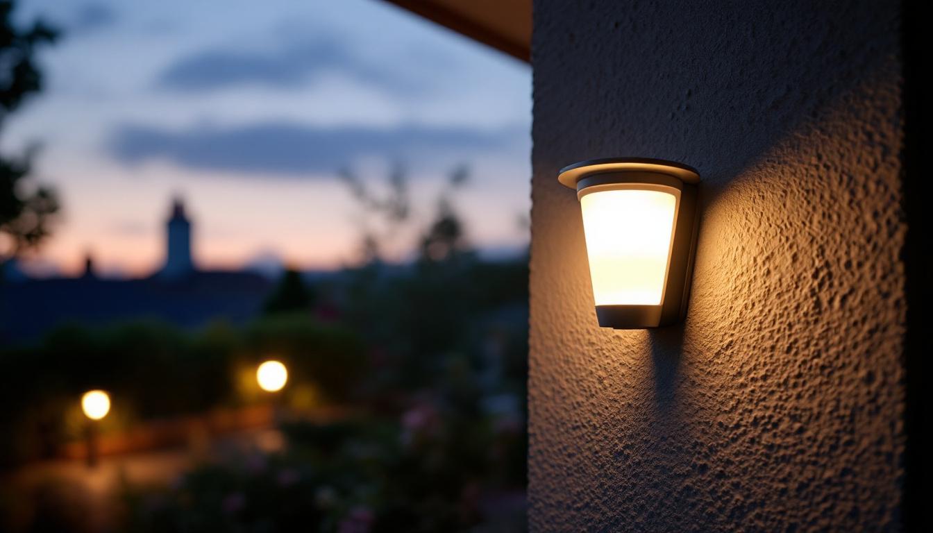 A photograph of capture a photograph of a day-night sensor outdoor light in action