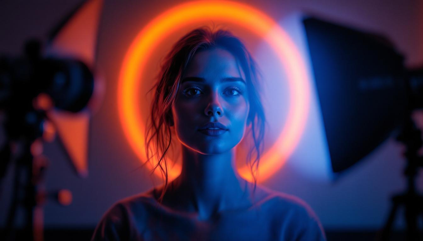 A photograph of a dynamic lighting setup that contrasts the power lead with other lighting sources