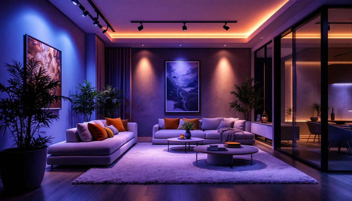 A photograph of a stylishly designed room featuring led track lighting fixtures in use