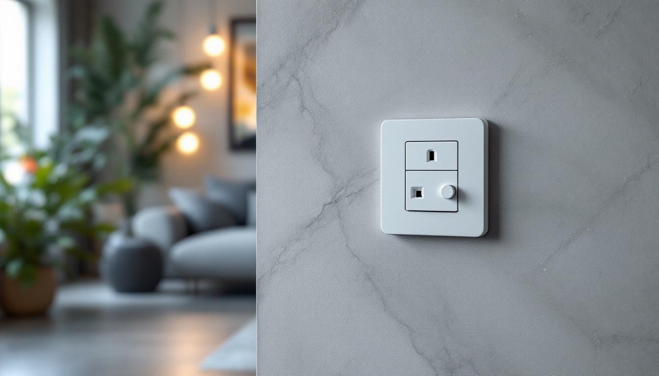 A photograph of a modern switch socket installed in a stylish home setting