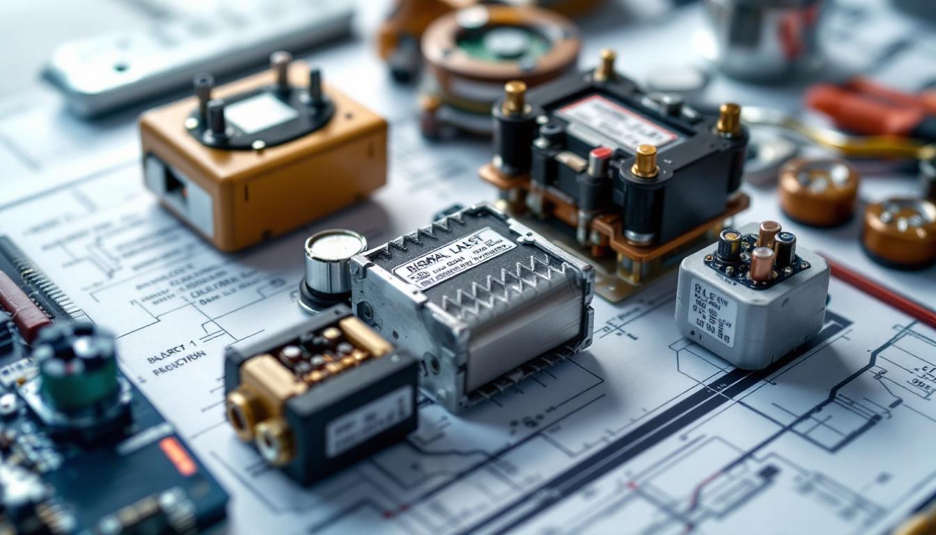 A photograph of a close-up of various types of electrical ballast components