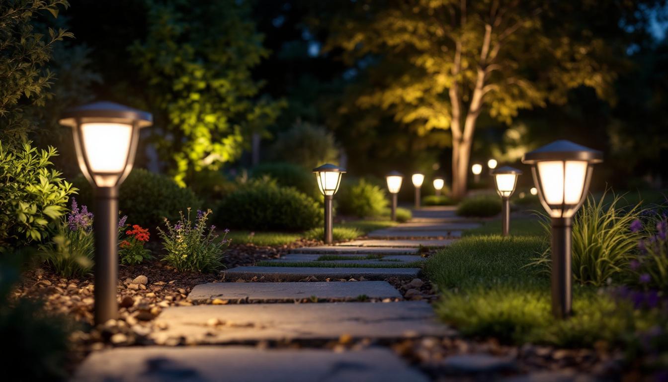 A photograph of a beautifully illuminated outdoor landscape at dusk