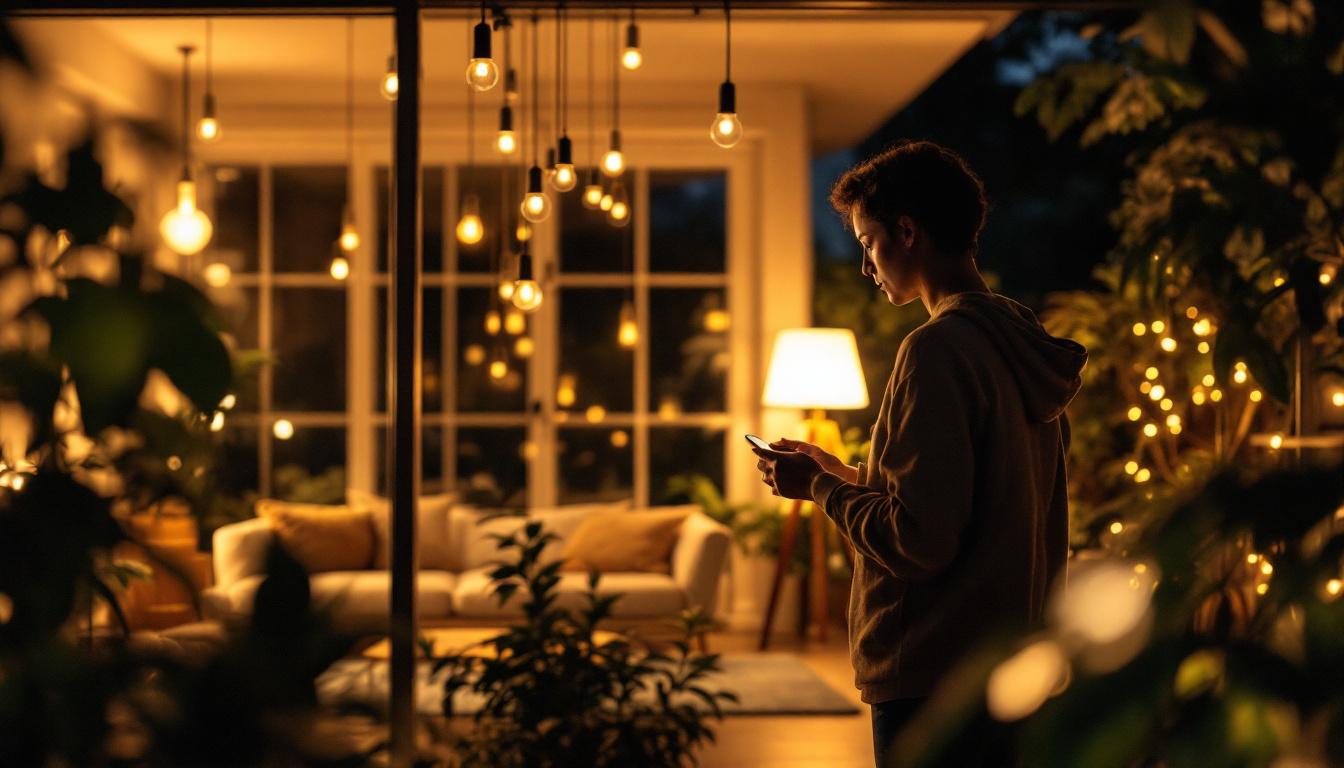 A photograph of capture a photograph of a well-lit interior or exterior space showcasing various type s led lights in use