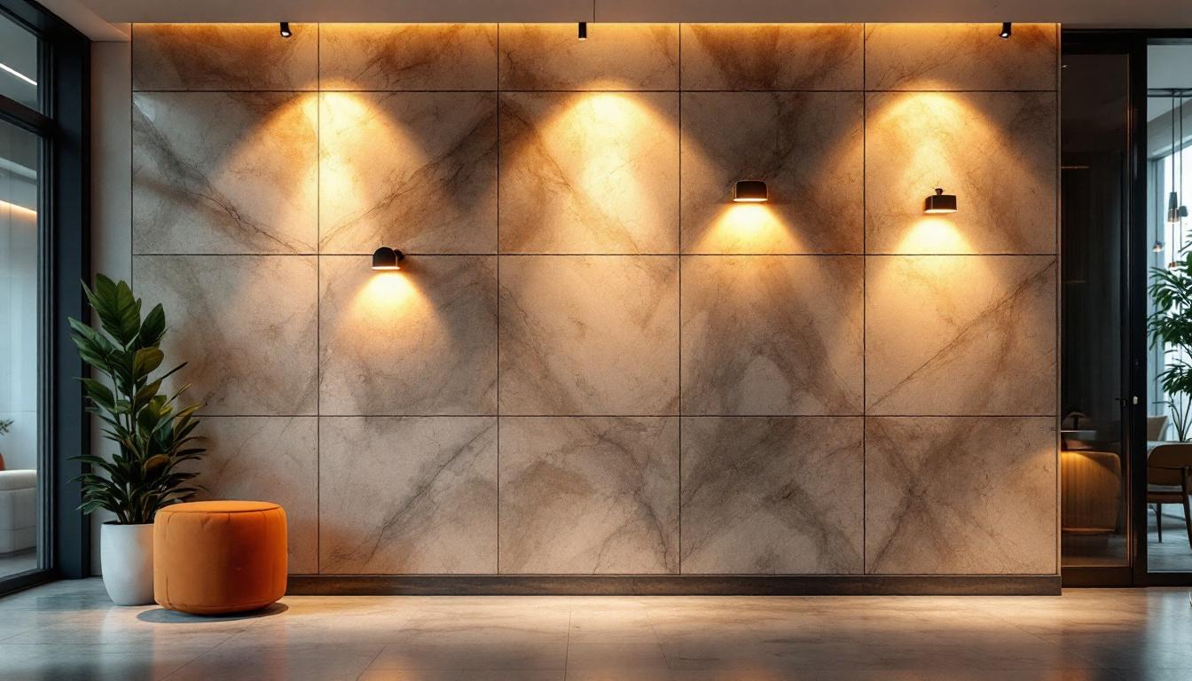 A photograph of a well-designed interior wall featuring stylish led lighting installations