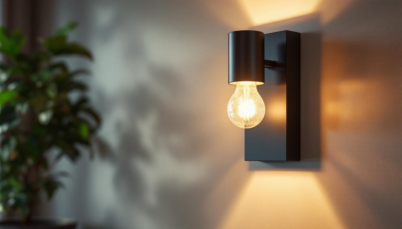 A photograph of a beautifully designed wall lamp or sconce installed in a stylish interior setting