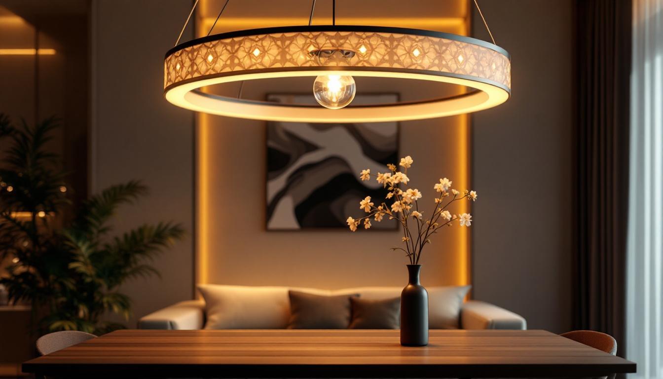 A photograph of an elegant primelite lighting fixture installed in a stylish interior setting