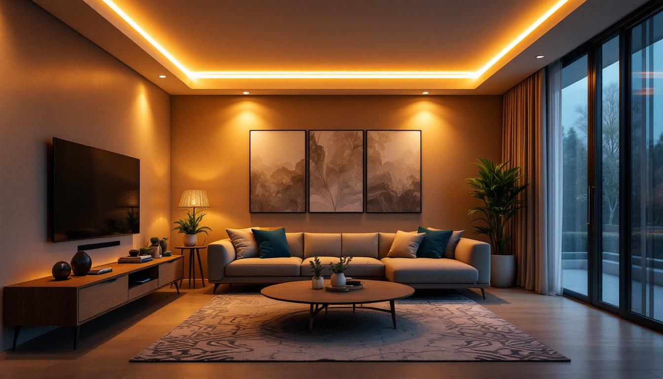 A photograph of a modern living space illuminated by sleek recessed led can lights